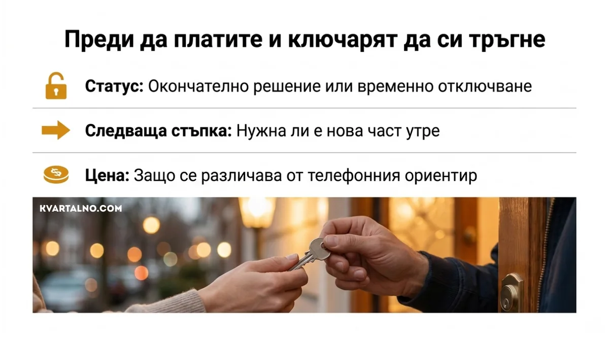 Инфографика какво да проверите след денонощна ключарска услуга преди плащане