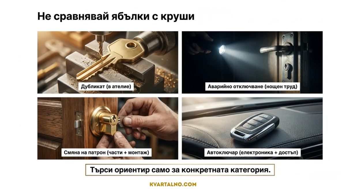 Инфографика защо не трябва да сравнявате различни ключарски услуги като една цена
